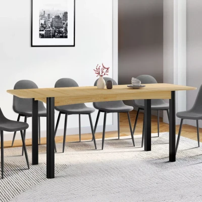 Imagen de Table à manger extensible rectangulaire bois et noir