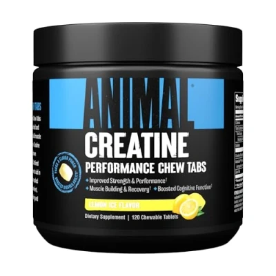 Imagen de Universal Nutrition ANIMAL CREATINE CHEWS (hielo limón) con 5g de Monohidrato creatina y Sal Marina: fácil absorción, mejora el bombeo entrenamiento, 120 tabletas masticables