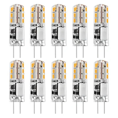 Imagen de bombillas LED G4 1.24W equivalente a halógenas de 15 W, luz blanca cálida 3000 K, 12 V CA/CC, 100 lm, sin parpadeo, no regulable, casquillo patillas (paquete 10 unidades)