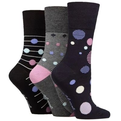 Imagen de Gentle Grip SOCKSHOP Calcetines de bambú suaves y transpirables para mujer en un paquete múltiple 3 Orb Horizon 4 8 SOLRM, Horizonte Orbe