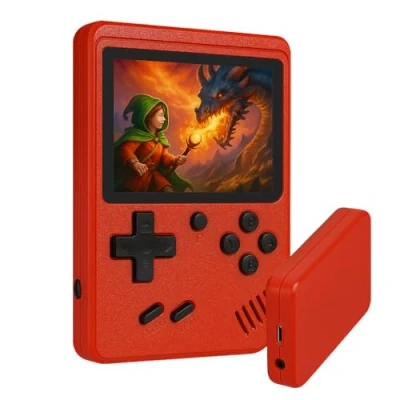 Imagen de Consola Retro portátil con 400 Juegos clásicos. para niños y Adultos Pantalla a Color de 3 Compatible conexión TV. Videojuegos Arcade Rojo