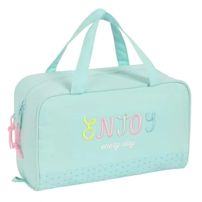 Imagen de BlackFit8 Enjoy Neceser Rectangular con Asa, Infantil, Adaptable a Carro, Ideal para Niños de 5 14 Años, Cómodo y Versátil, Calidad Resistencia, 31x14x19 cm, Color Verde Menta Pastel