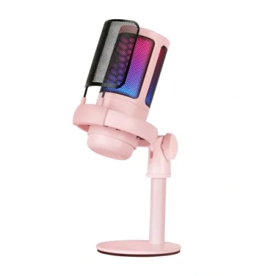 Imagen de Micrófono De Estudio Profesional Argb Mars Gaming Mmic se, Ultra Alta Definición, Soporte Antivibración + Filtro Pop Malla Metálica, Rosa