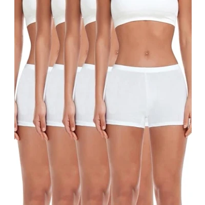 Imagen de wirarpa Bragas Pantalónes Cortos Mujer Culotte Shorts Braguitas Boxer Algodon con Entrepierna Algodón Pack de 4 Blanco Talla M