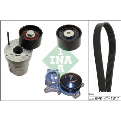 Imagen de INA 529 0370 30 bomba de agua + kit correa poli V con Revisar/sustituir poleas libres del alternador BMW: X1, 1 Hatchback, 3 Berlina