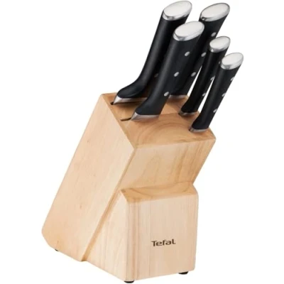 Imagen de Tefal Ice Force K232S5 Bloque de ropa 5 ranuras + cuchillos, cuchillo pan 20 cm, Chef Santoku 18 11 cortar 9 cm