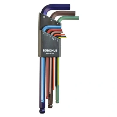 Imagen de Bondhus Starrett 76369499 Pack de 9 llaves macho acodadas, codificadas por colores