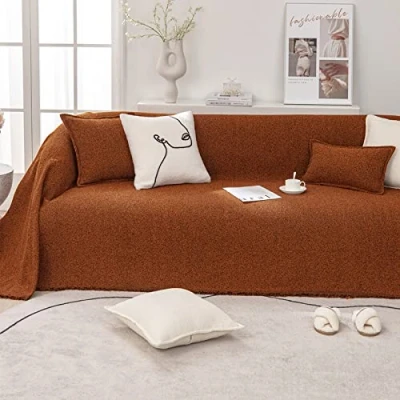 Imagen de Fundas De Sofá Manta Tiro Boucle Hilo Lino Tela Toalla para SillóN/Sofá/Cama/Sillas Sofa Cover Decoración Protección Multifunción Mantas Exteriores Funda Sofá,B 180x130cm