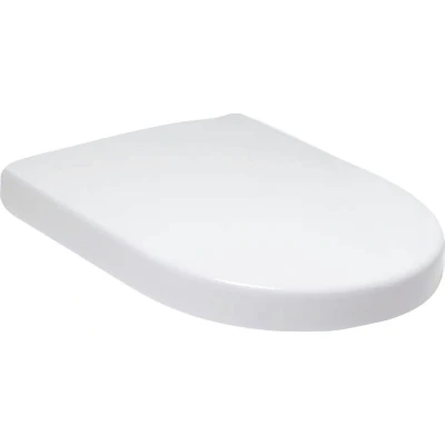 Imagen de asiento para inodoro Subway de Villeroy &amp; Boch, con tapa y cierre automático, fabricado Duroplast resistente, pieza recambio original, en forma D, color blanco, brillante