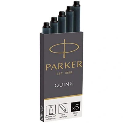 Imagen de Cartuchos de recarga Tinta para plumas estilográficas Parker Largo QUINK negra 5 unidades