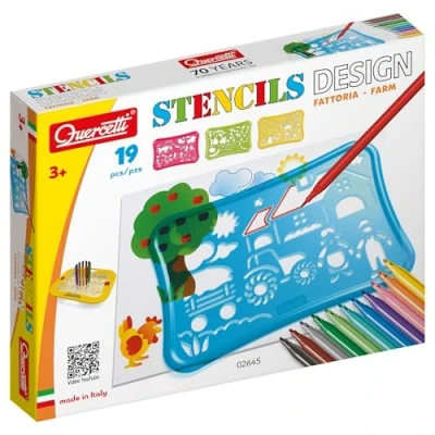 Imagen de Quercetti Q2645 (Quercetti 2645 Stencils Design Farm Ideal Educational Toy and Creativity Kit, Off white