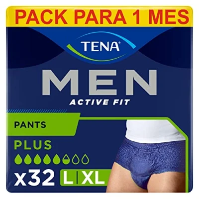 Imagen de TENA Men Ative Fit x32 Ropa Interior Absorbente Para Hombre Incontinencia Moderada Máxima Discreción 8 Unidades Talla L [95 cm a 130 cm]. 32 Braguitas Desechables. (4x8)