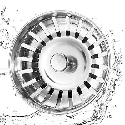 Imagen de Tapón Fregadero, Tapon Colador Fregadero Acero Inoxidable de Cocina y Enchufe Cesta Doble Función Desechos Del para Lavabos Baño 79 mm