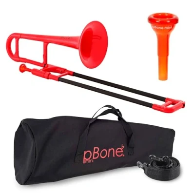 Imagen de Pbone 700638 Trombón con boquilla y funda, color Rojo