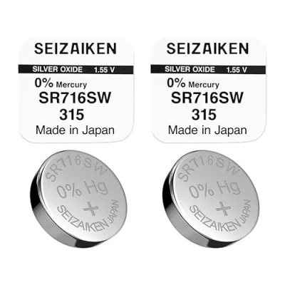 Imagen de SEIZAIKEN 315 SR716SW Pilas de botón (2 unidades, 1,55 V, óxido plata, 0% mercurio, 100% fabricadas en Japón)