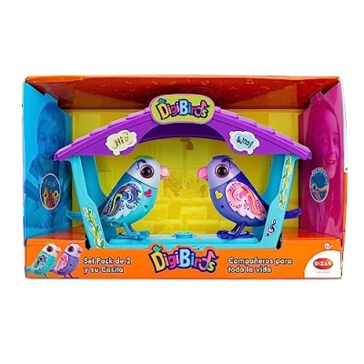 Imagen de Bizak Digibirds, Casita con 2 Pajaritos Exclusivos interactivos que cantan solos o a coro, silban, mueven el pico y la cabeza, llévalos donde quieras (62008617)