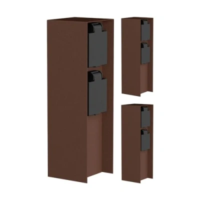 Imagen de ledscom.de 3 Tomas de jardín Pilar POMI para Exterior, IP44, 2 vías, Acero Inoxidable, marrón, Cuadrada, 23 cm