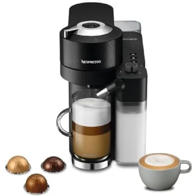 Imagen de Cafetera de cápsulas Nespresso® De&#039;Longhi Vertuo Lattissima ENV300.B, 1500 W, 1.6 l, Depósito leche, Calentamiento 30s, Negro