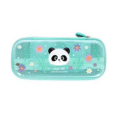 Imagen de Legami Estuche Wonderwow, Tema Panda, 2 Compartimentos y Portalápices interior, Compartimento interior con Tejido de Malla, Cierre Cremallera, 23 x 11 5 cm