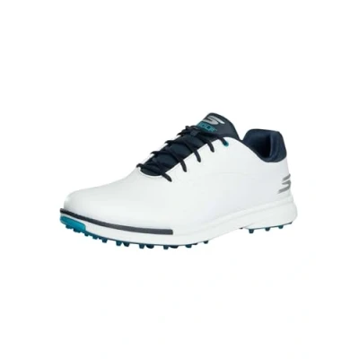 Imagen de Skechers Tenis de Golf Tempo sin Pinchos Impermeables y Ligeros para Hombre, Blanco/Azul Marino/Azul, 43.5 EU