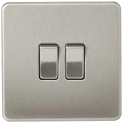 Imagen de Knightsbridge SF3000BC Interruptor de 2 vías sin Tornillos 10 A, 230 V, Cromo Cepillado, Screwless 10A 2G Way Switch Brushed Chrome