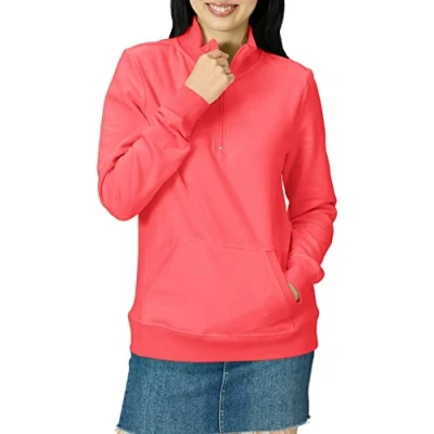 Imagen de Amazon Essentials Top de Felpa Manga Larga y Cremallera un Cuarto (Disponible en Tallas Grandes) Mujer, Rosa Coral, M