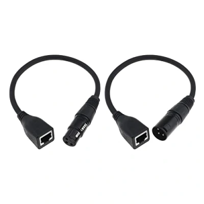 Imagen de EMSea 2 unids XLR 3 Pines Hembra y Macho a RJ45 Adaptador convertidor Cable de extensión Conector Controlador LED 30CM