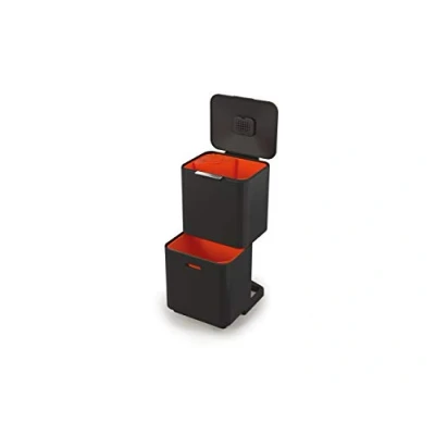 Imagen de Joseph Totem Max cubo basura y reciclaje cocina para separar reciclar residuos, con residuos orgánicos filtro de olores reemplazable, capacidad 60 litros, Negro
