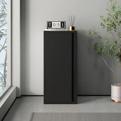 Imagen de [en.casa] Armario de Oficina Burlöv Archivador Estudio con 2 Estantes Regulables en Altura Mueble 1 Puerta y 3 Compartimentos Acero 88 x 40 35 cm Negro