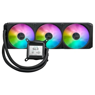 Imagen de ASUS Prime LC ARGB Refrigeración por agua para CPU líquido todo en uno (pantalla LCD de 2,3 pulgadas, bomba Asetek, ventilador preinstalado, compatible con cadena margarita, Intel LGA
