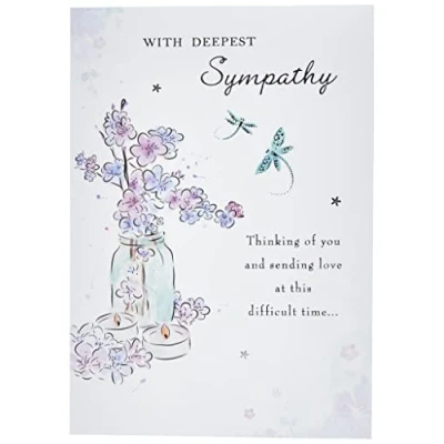Imagen de Piccadilly Greetings Group Ltd Maravillosamente redactada con tarjeta de felicitación condolencias más profundas, 7 x 5, blanco, gris, negro