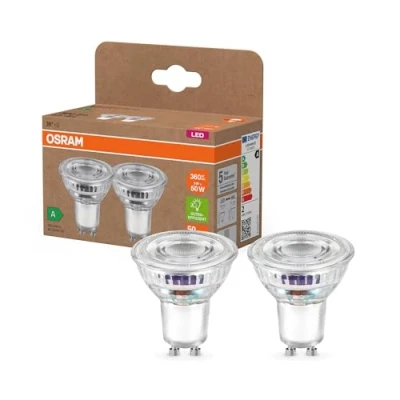 Imagen de OSRAM Energy Class PAR16 con 2 W, 360 lm, blanco cálido (2700 K) de vidrio transparente sin plomo casquillo GU10 en A, 50 mm diámetro, paquete IP20.6