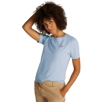 Imagen de Tommy Hilfiger Contrast FLAG TEE Camiseta básica, Mujer, Talla: Small, Breezy blue