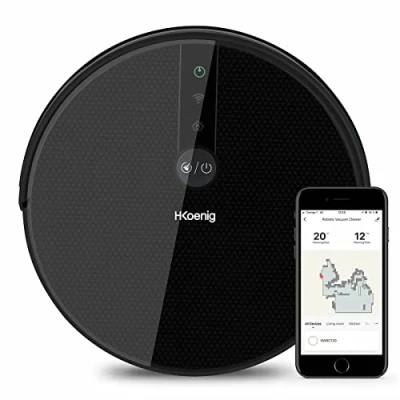 Imagen de H.Koenig Gyro+ WaterMop robot aspirador conectado Wifi SWRC130 mopa limpiadora Inteligente Potente Silencioso Rápido, Autónomo 120min, 4 ciclos, programa semanal, filtro HEPA