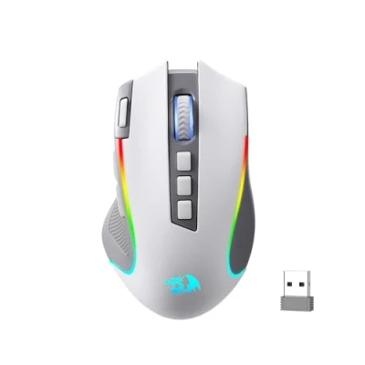 Imagen de Redragon M612 PRO RGB Gaming Ratón 8000 DPI con cable/inalámbrico Gamer Mouse 9 botones programables y 6 modos de retroiluminación BT &amp; 2.4G Soporte software inalámbrico, gris blanco