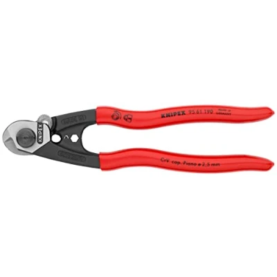 Imagen de Knipex Cortacables para cable trenzado forjado recubiertos de plástico 190 mm (cartulina autoservicio/blíster) 95 61 SB