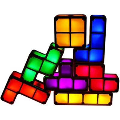 Imagen de TFSeven luz nocturna para niños, apilable, LED, 7 colores, 3D, rompecabezas, de inducción, lámpara escritorio, bricolaje, tanzgram bloques luz, dormitorio, USB