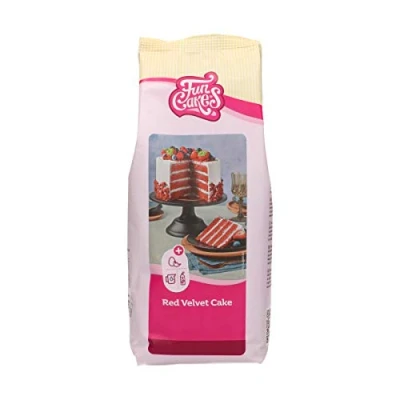 Imagen de FunCakes Preparado para Red Velvet: Fácil de Usar, Pastel Suave y Esponjoso con Un Ligero Sabor a Chocolate, Color Rojo Perfecto, También Adecuado Cupcakes Velvet, Halal. 1 Kg. 1000 g