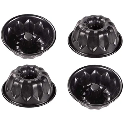 Imagen de webake Molde para Hornear con forma de anillo estriado 11 cm Mini Kugelhopf Antiadherente, 4 unidades