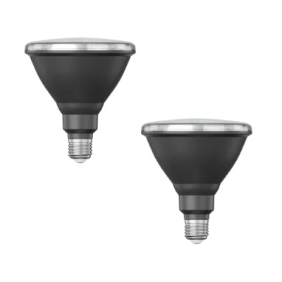 Imagen de ledscom.de 2 x bombilla LED E27, PAR38 cuello corto, blanco (4200 K), 16,1 W, 1379lm, 45, espejo reflector (plateado)