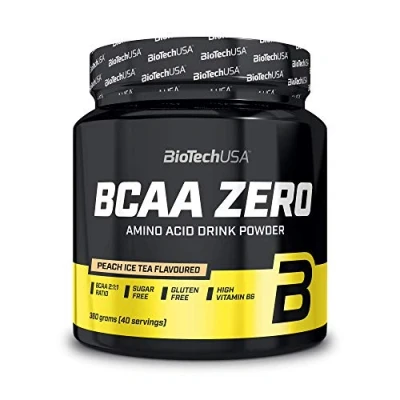 Imagen de BioTechUSA BCAA Zero Aminoácidos Esenciales en Polvo 6g con L Leucina Instantánea Vegano Sin Azúcar, Lactosa, Gluten, 360 g, Té helado melocotón