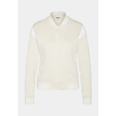 Imagen de Urban Classics Ladies Inset College Jacket Sudadera con cremallera, Mujer, Talla: 3XL, Lightgrey/white