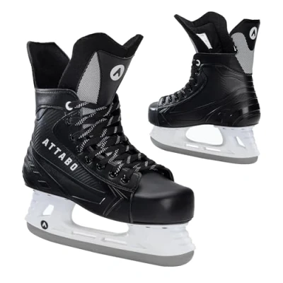 Imagen de ATTABO Patines de Hockey para Hombres 41 EU Hielo con Construcción Monobloque Acolchados Espuma Cálida Cómodos Duraderos Estables Color Negro HS