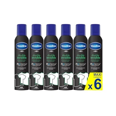Imagen de Vaseline Double Invisible (hombre) Pro Derma Spray antitranspirante 250 ml Protección contra el sudor 48h y frescor de larga duración Paquete 6