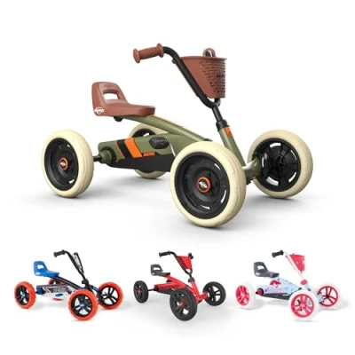 Imagen de BERG Buzzy Retro Green Pedal Gokart, vehículo Infantil, Coche a Pedal, Kettcar Partir de 2 años, Alta Seguridad y Estabilidad, Pedales para niños