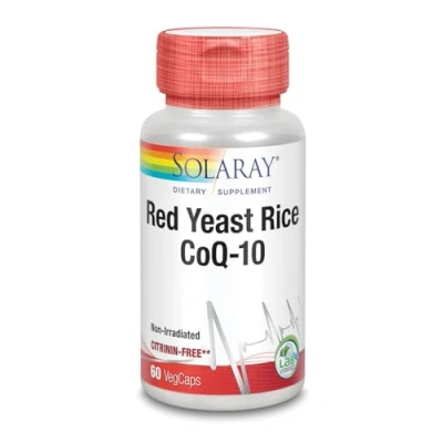 Imagen de Solaray Red Yeast Rice + CoQ 10 Con Niacina Para un mayor apoyo a la salud cardiovascular Sin Gluten Apto Veganos 60 VegCaps