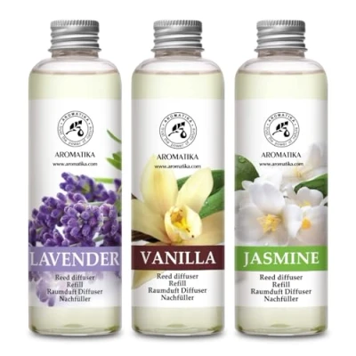 Imagen de Recarga de Difusor Lavanda &amp; Vainilla Jazmín 3x200ml Fragancias Ambiente Intensas y Duraderas para Hogar Aromaterapia Recambio Caña