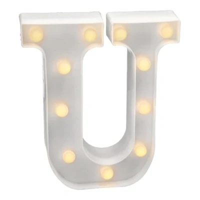 Imagen de Jandei letras led iluminadas, letra U con luz blanca cálida, luces decoración y ambiente, nocturna bodas, cumpleaños, escaparates, números (funcionan pilas)