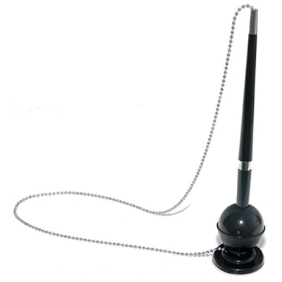 Imagen de OFFICER PRODUCTS Kuli Classic 17016611 01 Bolígrafo con cadena de metal pie, autoadhesivo, soporte para bolígrafos, color: negro, 1 unidad