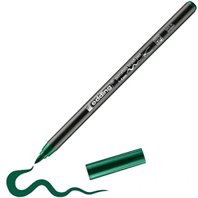 Imagen de edding 4200 rotulador con punta de pincel para porcelana verde 10 rotuladores 1 4 mm pintar y decorar cerámica tinta resistente a la luz lavavajillas, secado rápido
